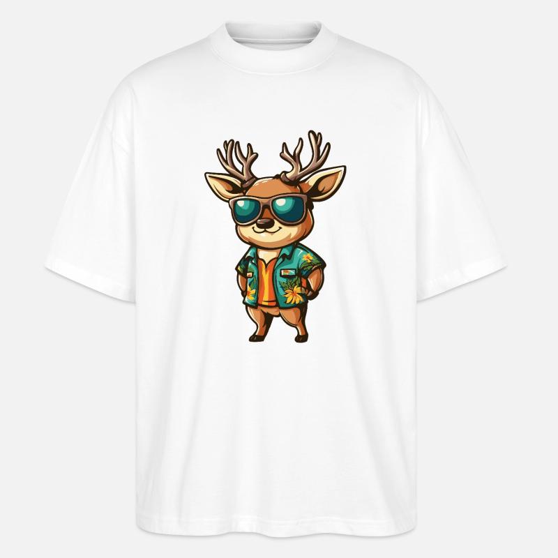 Deer Comic Vacation - Stanley/Stella Oversized Unisex Organic T-shirt Blaster 2.0 - white