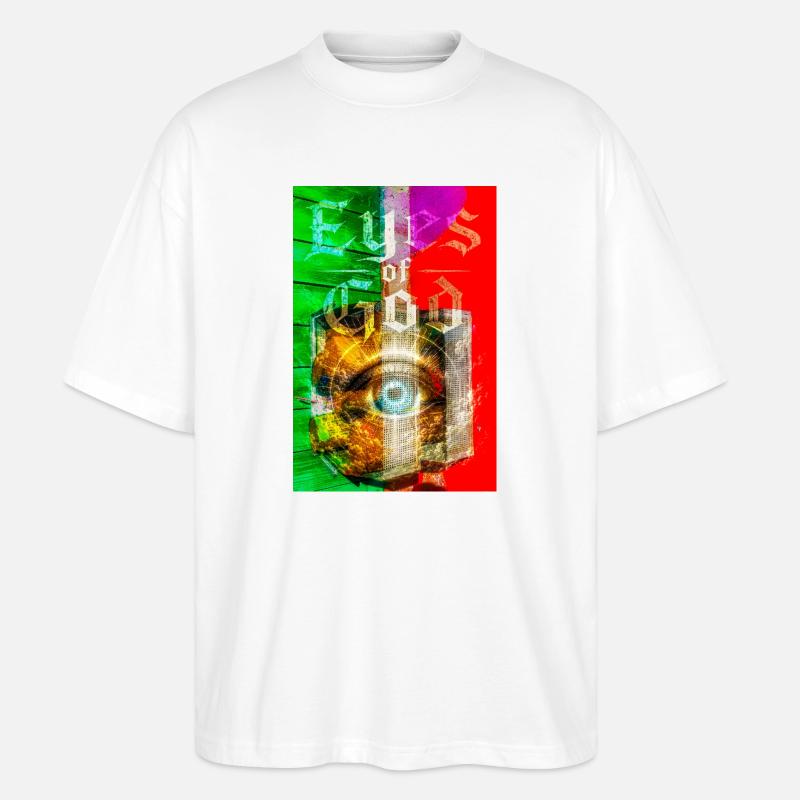 Œil néon dans Metal Circle - T-shirt bio Blaster 2.0 coupe oversize Stanley/Stella Unisexe - blanc