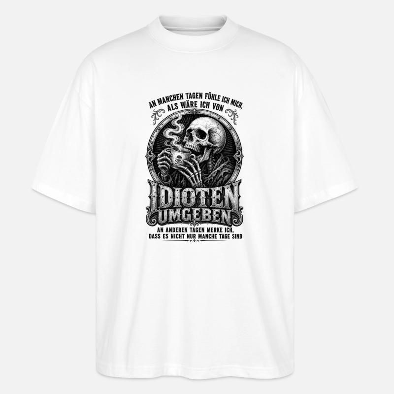 Gothic Skelett Kaffee Kollegen - Stanley/Stella Oversized Unisex Bio T-Shirt Blaster 2.0 - Weiß