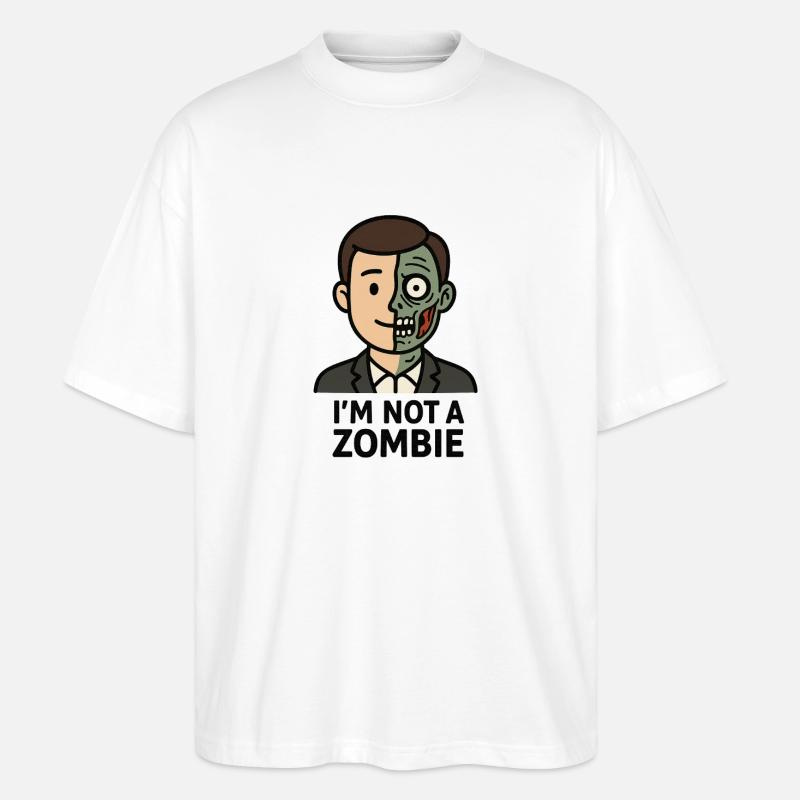 Half Human Half Zombie - Stanley/Stella Oversized Unisex Organic T-shirt Blaster 2.0 - white