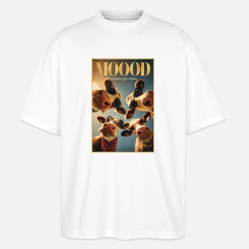 Mood Moo: Glam-Kuh-Poster - Stanley/Stella Oversized Unisex Bio T-Shirt Blaster 2.0 - Weiß
