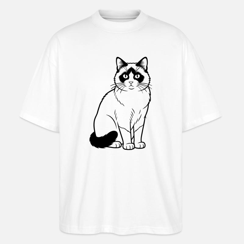 Schneeschuhkatze - Stanley/Stella Oversized Unisex Bio T-Shirt Blaster 2.0 - Weiß