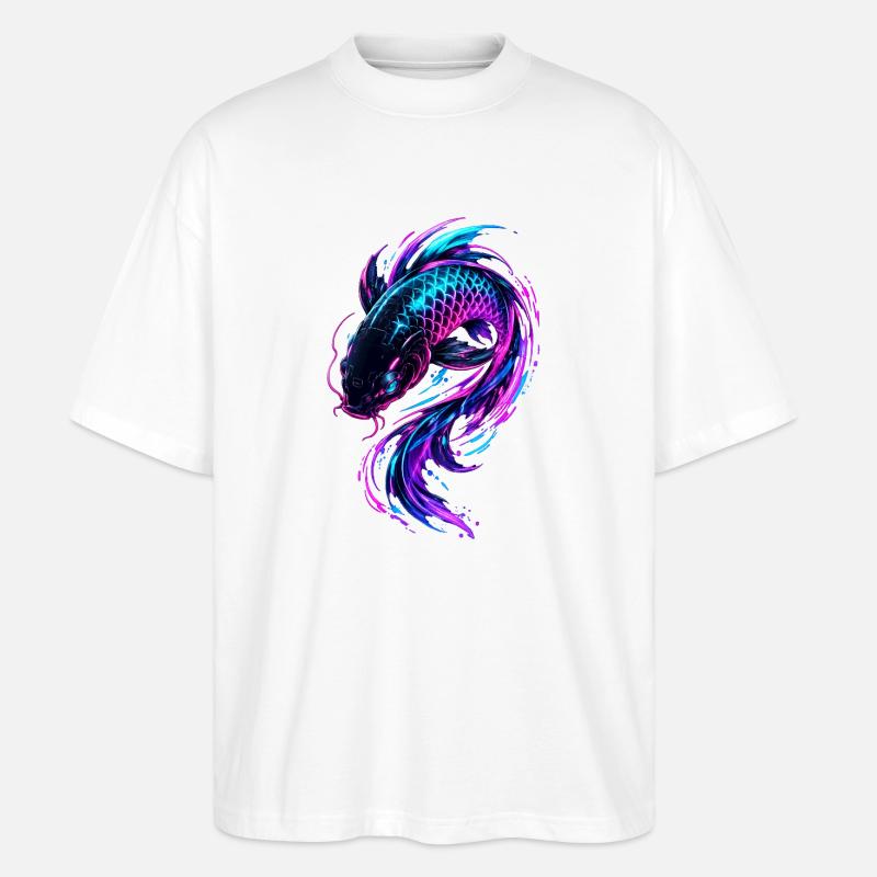 Neon Koi Flow - Stanley/Stella Oversized Unisex Bio T-Shirt Blaster 2.0 - Weiß