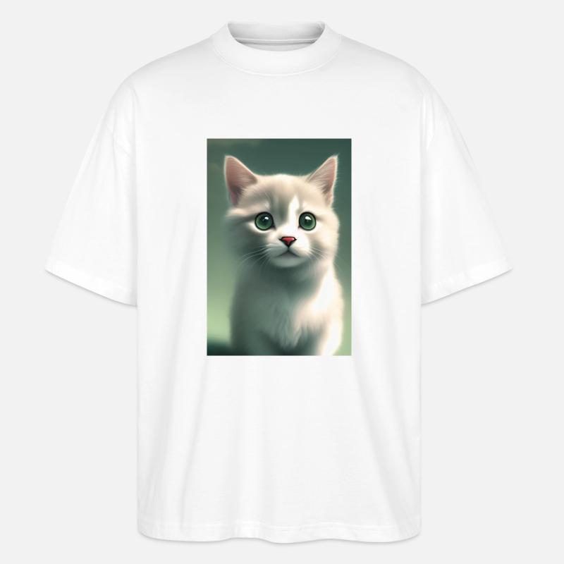 Mignon bébé chat - T-shirt bio Blaster 2.0 coupe oversize Stanley/Stella Unisexe - blanc