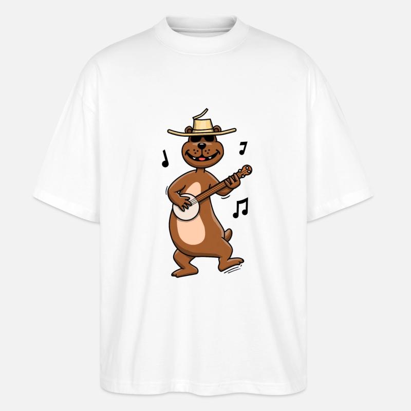 Banjo ours - T-shirt bio Blaster 2.0 coupe oversize Stanley/Stella Unisexe - blanc
