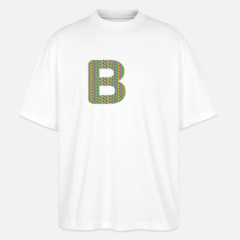 Buntes Herz-B Design – Einzigartig & Stylisch! - Stanley/Stella Oversized Unisex Bio T-Shirt Blaster 2.0 - Weiß