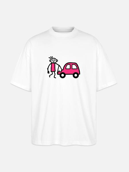 Strichmännchen Autowäsche - V2 - Stanley/Stella Oversized Unisex Bio T-Shirt Blaster 2.0 - Weiß