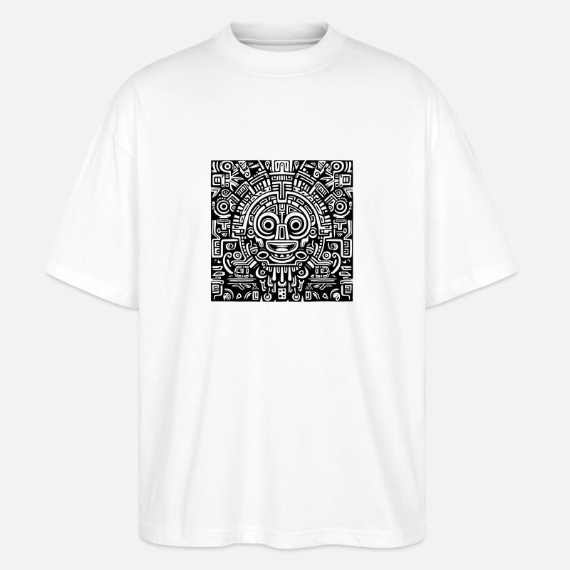 Inka, Azteken, Maya Muster, Artwork schwarz - Stanley/Stella Oversized Unisex Bio T-Shirt Blaster 2.0 - Weiß