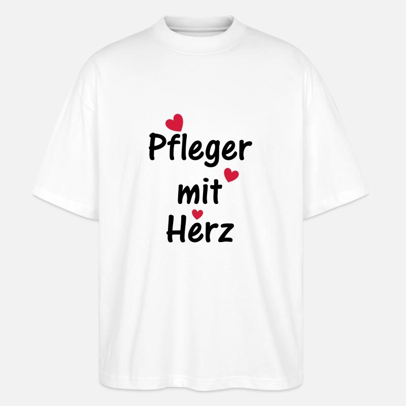 Pfleger mit Herz - Stanley/Stella Oversized Unisex Bio T-Shirt Blaster 2.0 - Weiß