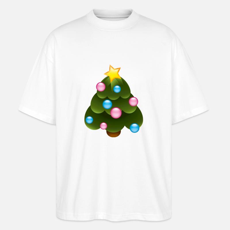 Smiley Christmas Tree - Stanley/Stella Blaster 2.0 Økologisk Oversized Unisex T-skjorte - hvit