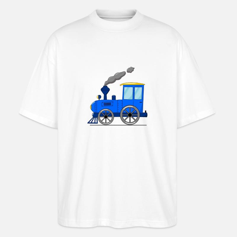 Kinderzug Eisenbahn blau - Stanley/Stella Oversized Unisex Bio T-Shirt Blaster 2.0 - Weiß