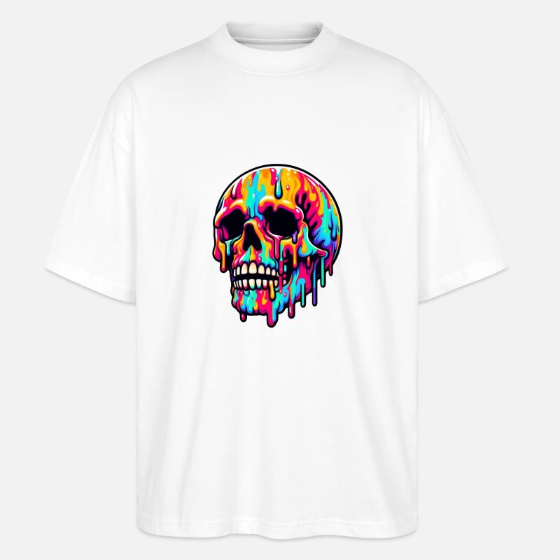 Lebendiger schmelzender Schädel - Stanley/Stella Oversized Unisex Bio T-Shirt Blaster 2.0 - Weiß