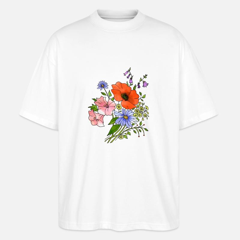 Blumen - Stanley/Stella Oversized Unisex Bio T-Shirt Blaster 2.0 - Weiß