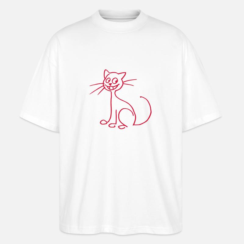 Katze - Stanley/Stella Oversized Unisex Bio T-Shirt Blaster 2.0 - Weiß