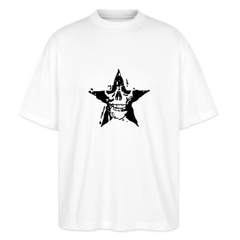 death star death head etoile4 - Stanley/Stella Oversized Unisex Organic T-shirt Blaster 2.0 - white - Front - Alina (178cm) & Michal (187cm)