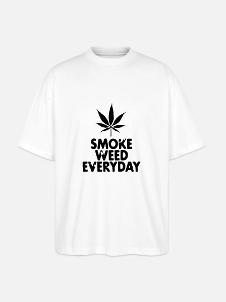 smoke weed everyday leaf - Stanley/Stella Oversized Unisex Organic T-shirt Blaster 2.0 - white