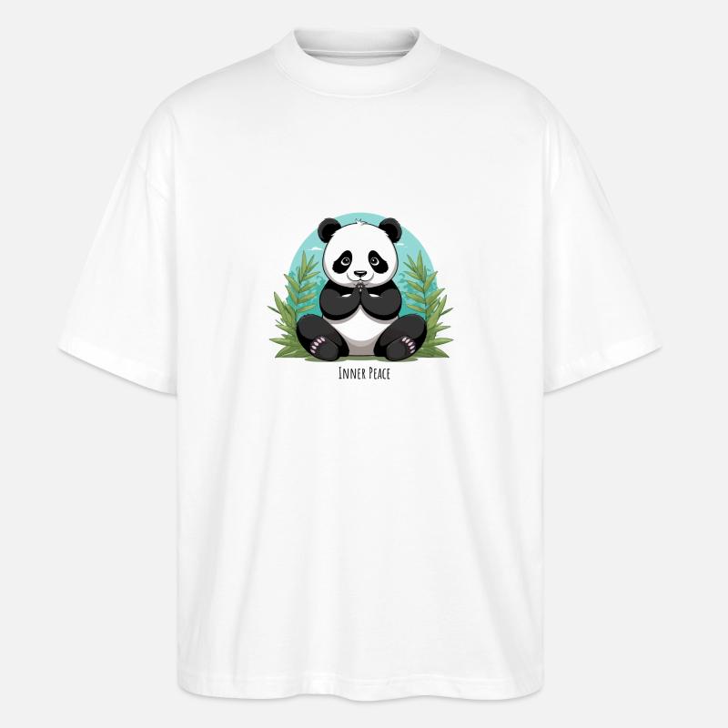 Paix intérieure – Panda méditant - T-shirt bio Blaster 2.0 coupe oversize Stanley/Stella Unisexe - blanc