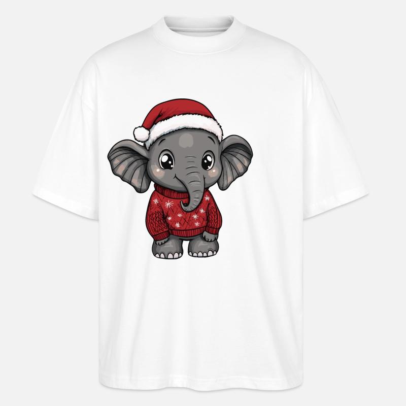 Elefant Weihnachten Comic - Stanley/Stella Oversized Unisex Bio T-Shirt Blaster 2.0 - Weiß