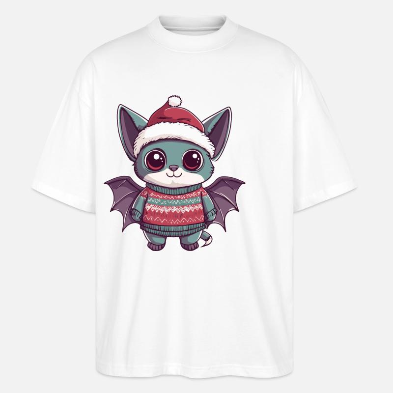 Fledermaus Weihnachten Comic - Stanley/Stella Oversized Unisex Bio T-Shirt Blaster 2.0 - Weiß