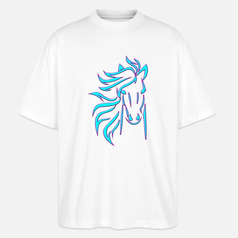 Cheval bleu - T-shirt bio Blaster 2.0 coupe oversize Stanley/Stella Unisexe - blanc