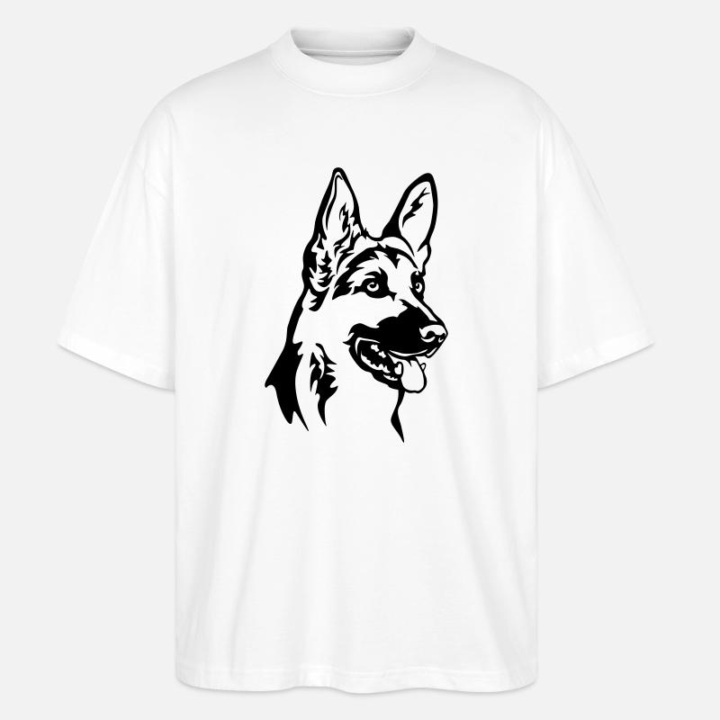 German Shepherd Head - Stanley/Stella Oversized Unisex Organic T-shirt Blaster 2.0 - white