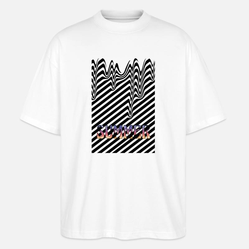 Sommerhitze schwarze Streifen - Stanley/Stella Oversized Unisex Bio T-Shirt Blaster 2.0 - Weiß