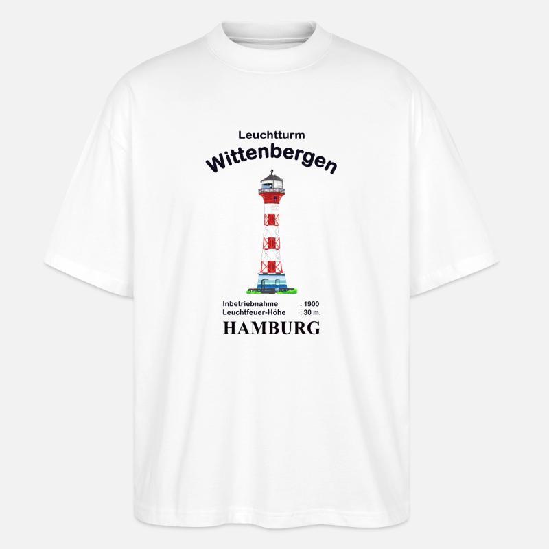 Hamburg Leuchtturm Wittenbergen - Stanley/Stella Oversized Unisex Bio T-Shirt Blaster 2.0 - Weiß