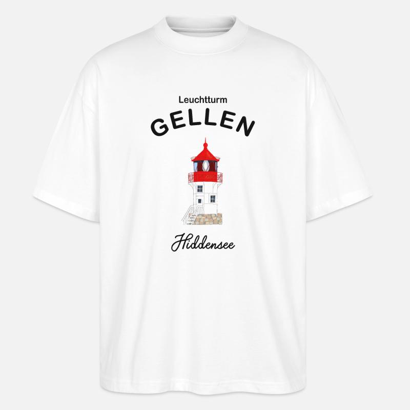 Hiddensee, Leuchtturm Gellen, Deutsche Ostsee - Stanley/Stella Oversized Unisex Bio T-Shirt Blaster 2.0 - Weiß