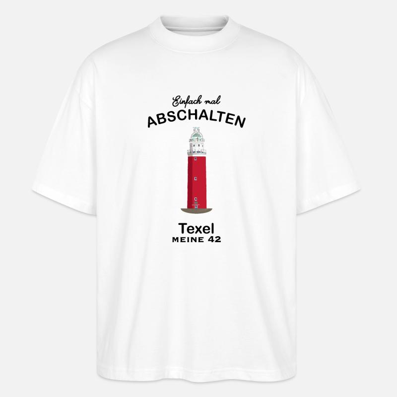 TexeL, Leuchtturm Eierland - Stanley/Stella Oversized Unisex Bio T-Shirt Blaster 2.0 - Weiß