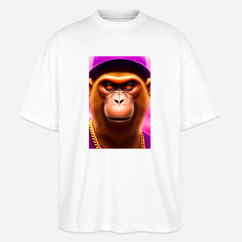 Cooler Affe - Stanley/Stella Oversized Unisex Bio T-Shirt Blaster 2.0 - Weiß