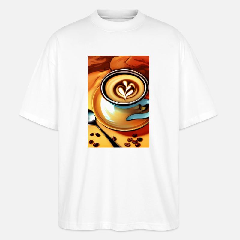 Kaffee, Kaffeebohnen - Stanley/Stella Oversized Unisex Bio T-Shirt Blaster 2.0 - Weiß