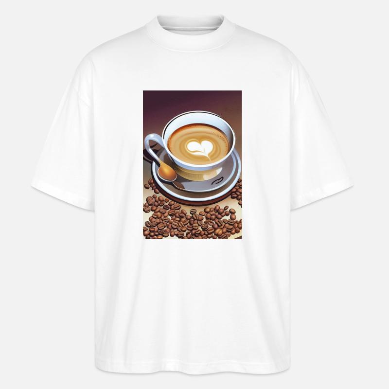 Kaffee, Kaffeebohnen - Stanley/Stella Oversized Unisex Bio T-Shirt Blaster 2.0 - Weiß