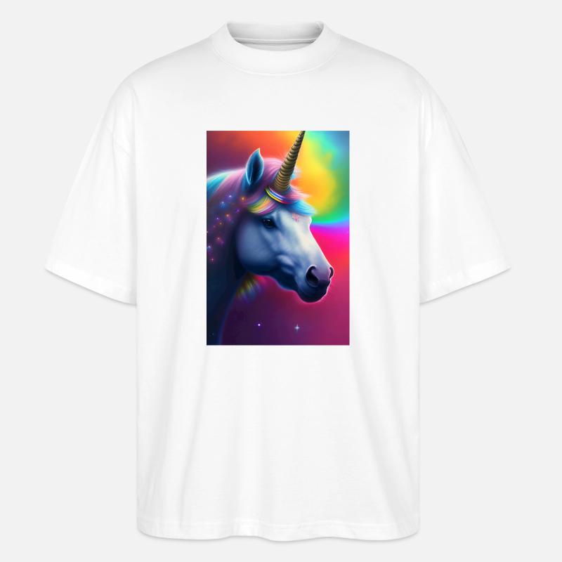 Einhorn - Stanley/Stella Oversized Unisex Bio T-Shirt Blaster 2.0 - Weiß