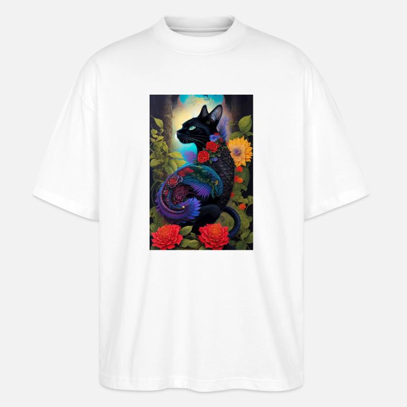 Blumenkatze - Stanley/Stella Oversized Unisex Bio T-Shirt Blaster 2.0 - Weiß