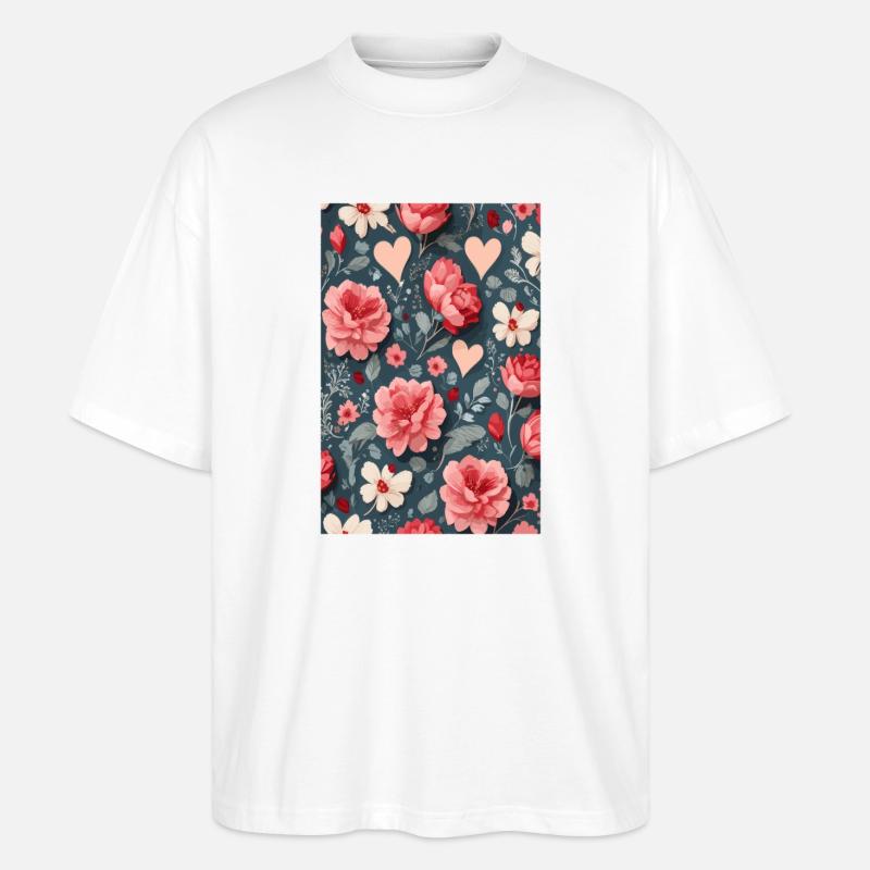 Rosen mit Herzen - Stanley/Stella Oversized Unisex Bio T-Shirt Blaster 2.0 - Weiß