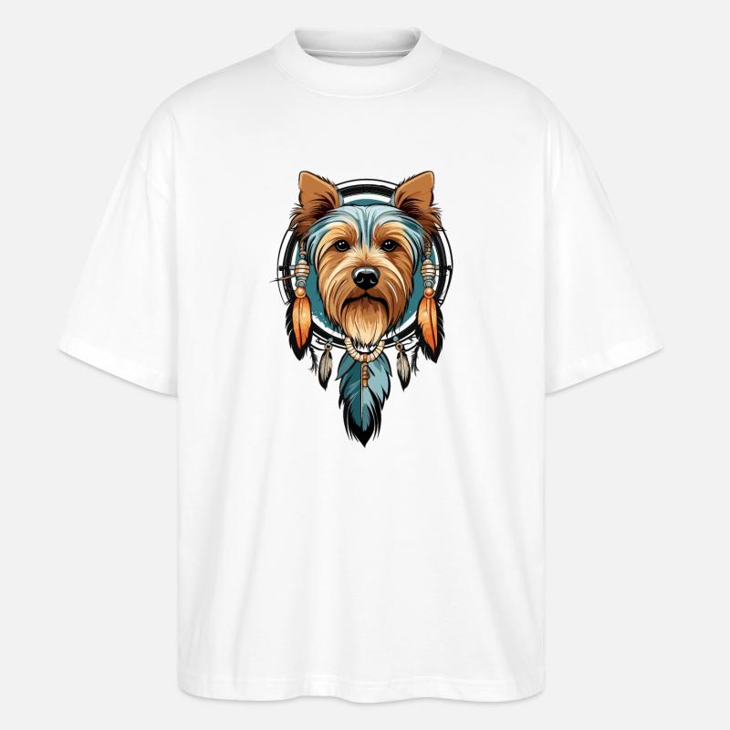 Yorkshire Terrier Traumfänger - Stanley/Stella Oversized Unisex Bio T-Shirt Blaster 2.0 - Weiß