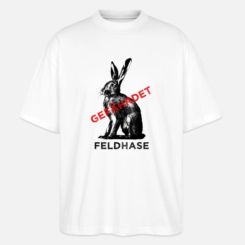 Der Feldhase ist gefährdet. - Stanley/Stella Oversized Unisex Bio T-Shirt Blaster 2.0 - Weiß