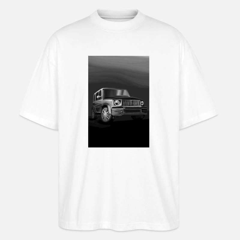 Schwarz-Weiß SUV Kunstdruck - Stanley/Stella Oversized Unisex Bio T-Shirt Blaster 2.0 - Weiß