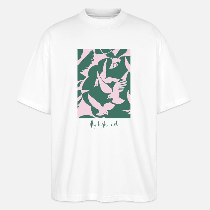 Fly High, Bird – Design d’oiseau élégant - T-shirt bio Blaster 2.0 coupe oversize Stanley/Stella Unisexe - blanc