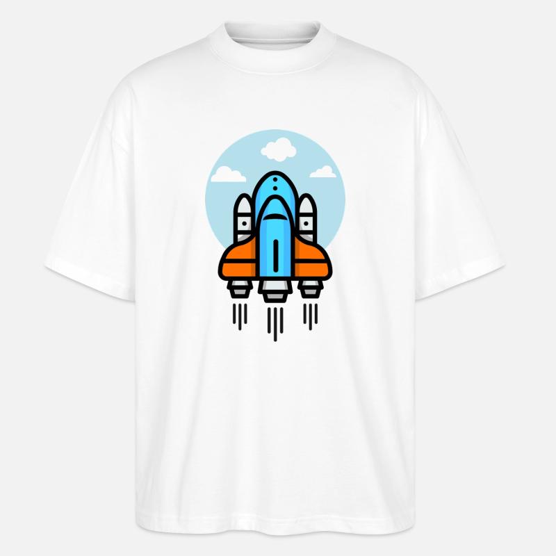 Futuristische Raumschiff-Illustration - Stanley/Stella Oversized Unisex Bio T-Shirt Blaster 2.0 - Weiß