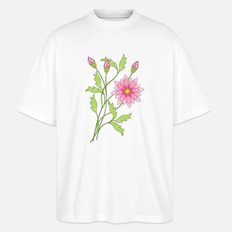 Blumen - Stanley/Stella Oversized Unisex Bio T-Shirt Blaster 2.0 - Weiß