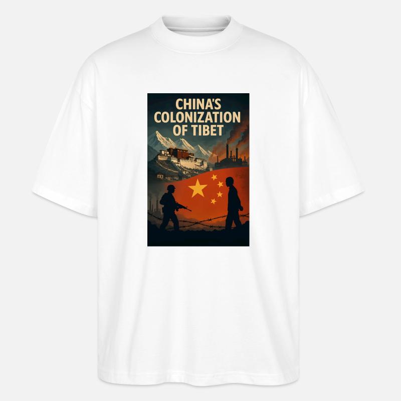 Réflexion sur la colonisation du Tibet - T-shirt bio Blaster 2.0 coupe oversize Stanley/Stella Unisexe - blanc