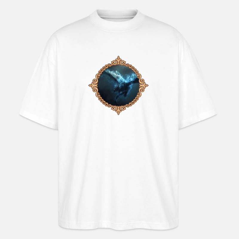 Drachen im Kristallrahmen - Stanley/Stella Oversized Unisex Bio T-Shirt Blaster 2.0 - Weiß