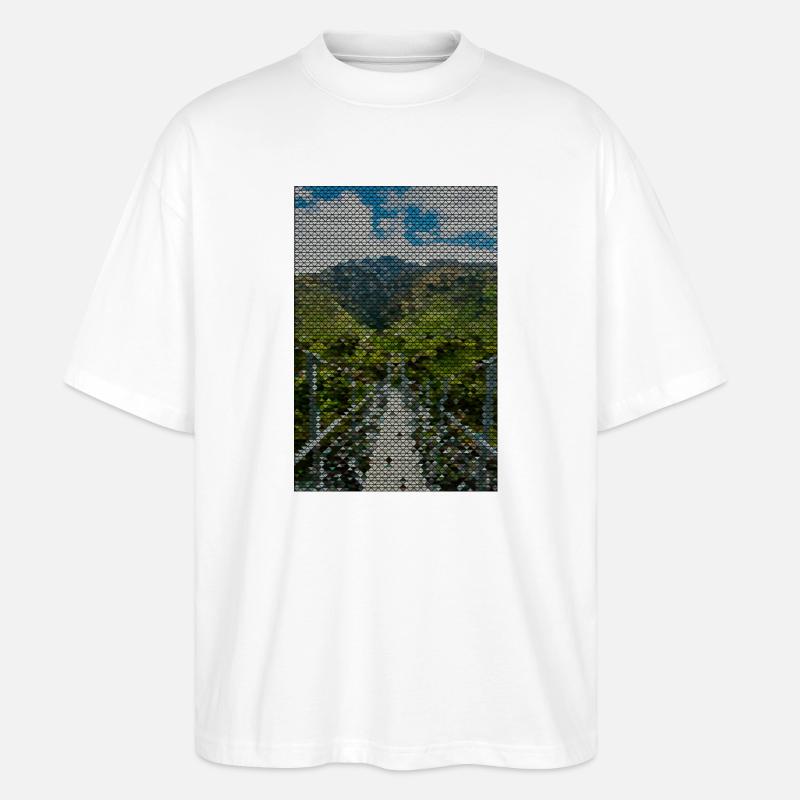 Geometrischer Landschaftspfad - Stanley/Stella Oversized Unisex Bio T-Shirt Blaster 2.0 - Weiß