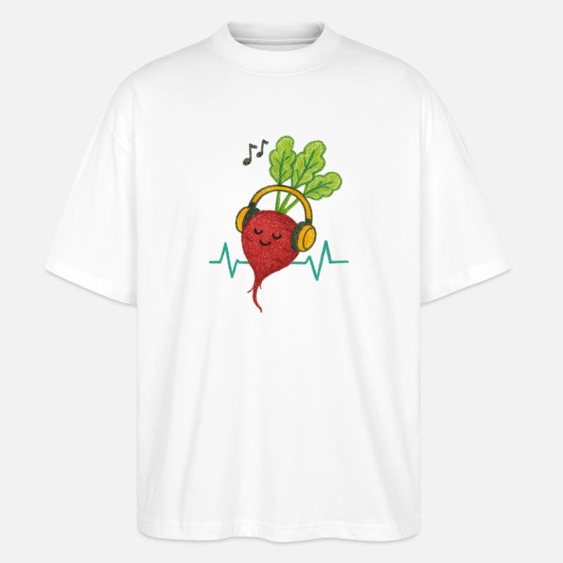 Beet Beats und Kopfhörer - Stanley/Stella Oversized Unisex Bio T-Shirt Blaster 2.0 - Weiß