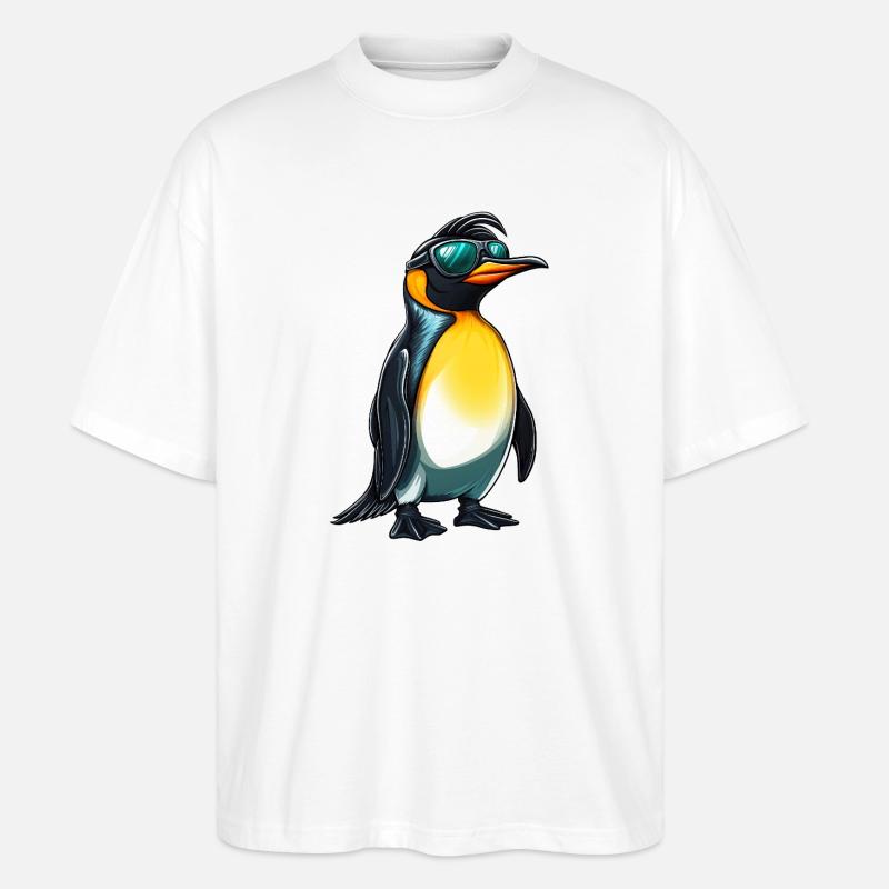lustiger Pinguin mit Sonnenbrille :) - Stanley/Stella Oversized Unisex Bio T-Shirt Blaster 2.0 - Weiß