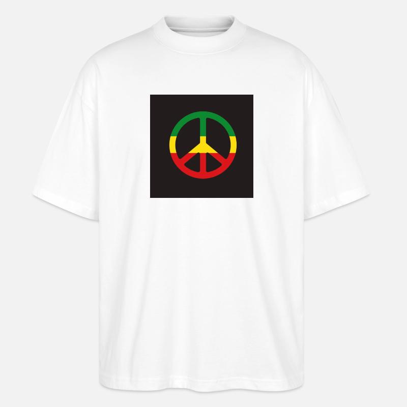 Reggae Peace Sign - Stanley/Stella Oversized Unisex Organic T-shirt Blaster 2.0 - white