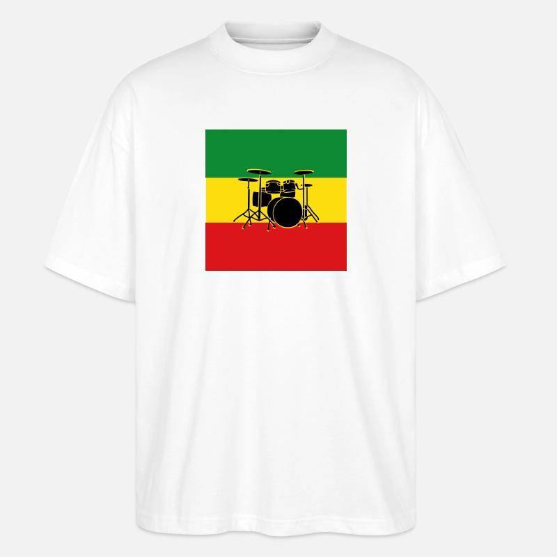 Reggae Drums - Stanley/Stella Oversized Unisex Organic T-shirt Blaster 2.0 - white