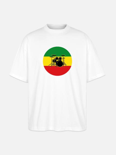 Reggae-Trommeln Silhouette - Stanley/Stella Oversized Unisex Bio T-Shirt Blaster 2.0 - Weiß