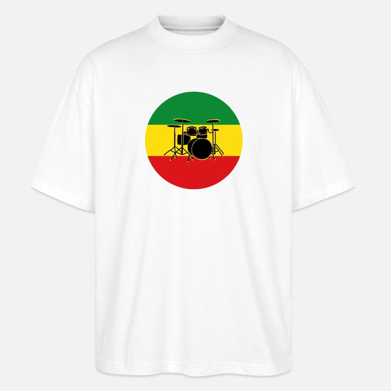 Reggae drums silhouette - Stanley/Stella Oversized Unisex Organic T-shirt Blaster 2.0 - white